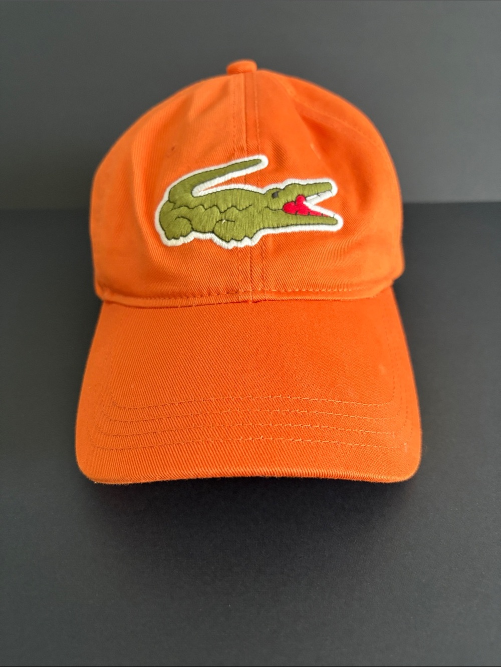 Lacoste Orange Cap with Green Crocodile Patch - Picture 1 of 3